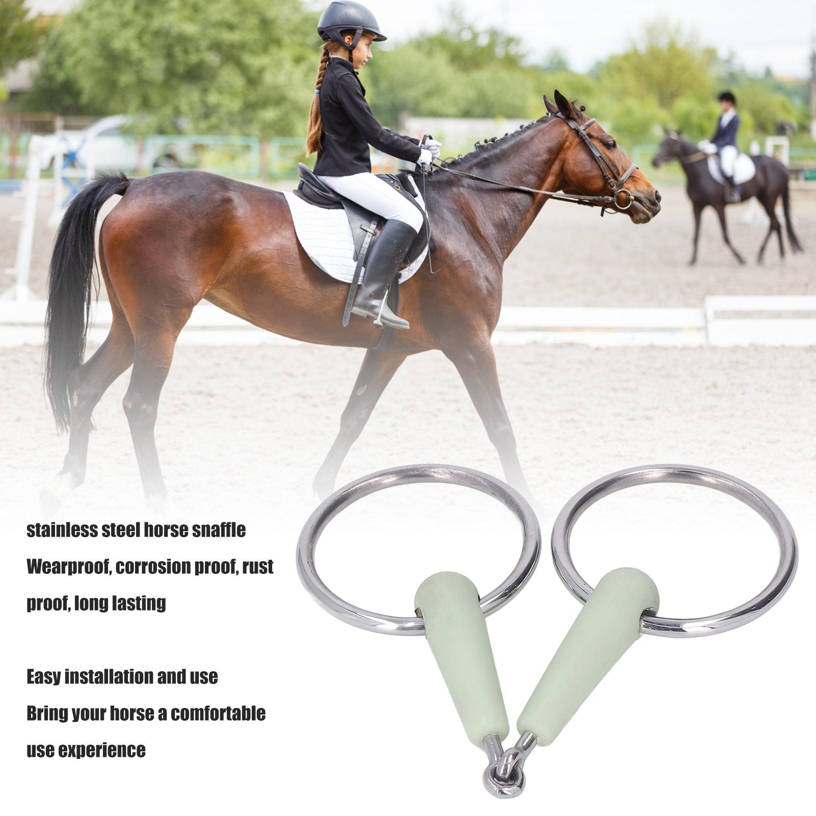 130mm Horse Mouth Snaffle with Chain Stainless Steel Horse Bit for Equestrian Training Equipment V1294-YM3111220273911-0421