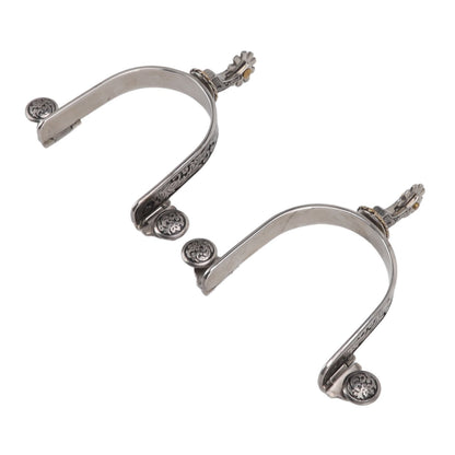 One Pair Boot Spurs Stainless Steel Vintage Leaf Patterned Western Cowboy Spurs for Outdoor V1294-YM3111220276611-0421