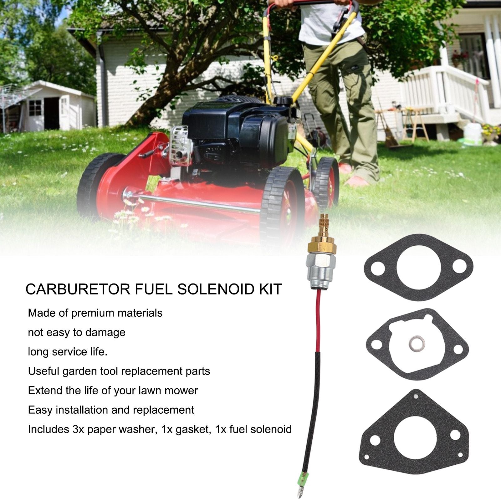 Carburetor Fuel Solenoid Replacement 24 757 45 S with Gaskets For Kohler Command and Courage Engines V1294-YM3111220276711-0421