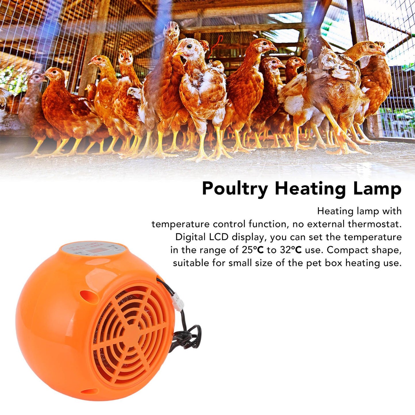 E27 Heating Lamp Auto Constant Temp Adjustable Poultry Heater Lamp for Rabbits Chickens Ducks 150W 220V V1294-YM3111220280811-0421
