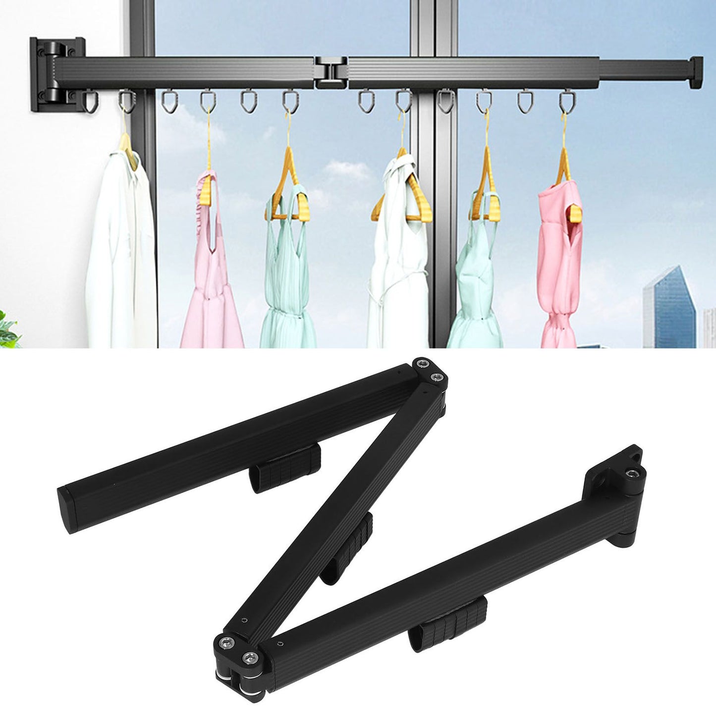 Laundry Drying Rack Retractable 3 Folding Wall Mounted Clothes Drying Rack for Entrance Bedroom Laundry Room V1294-YM3112220069411-0421