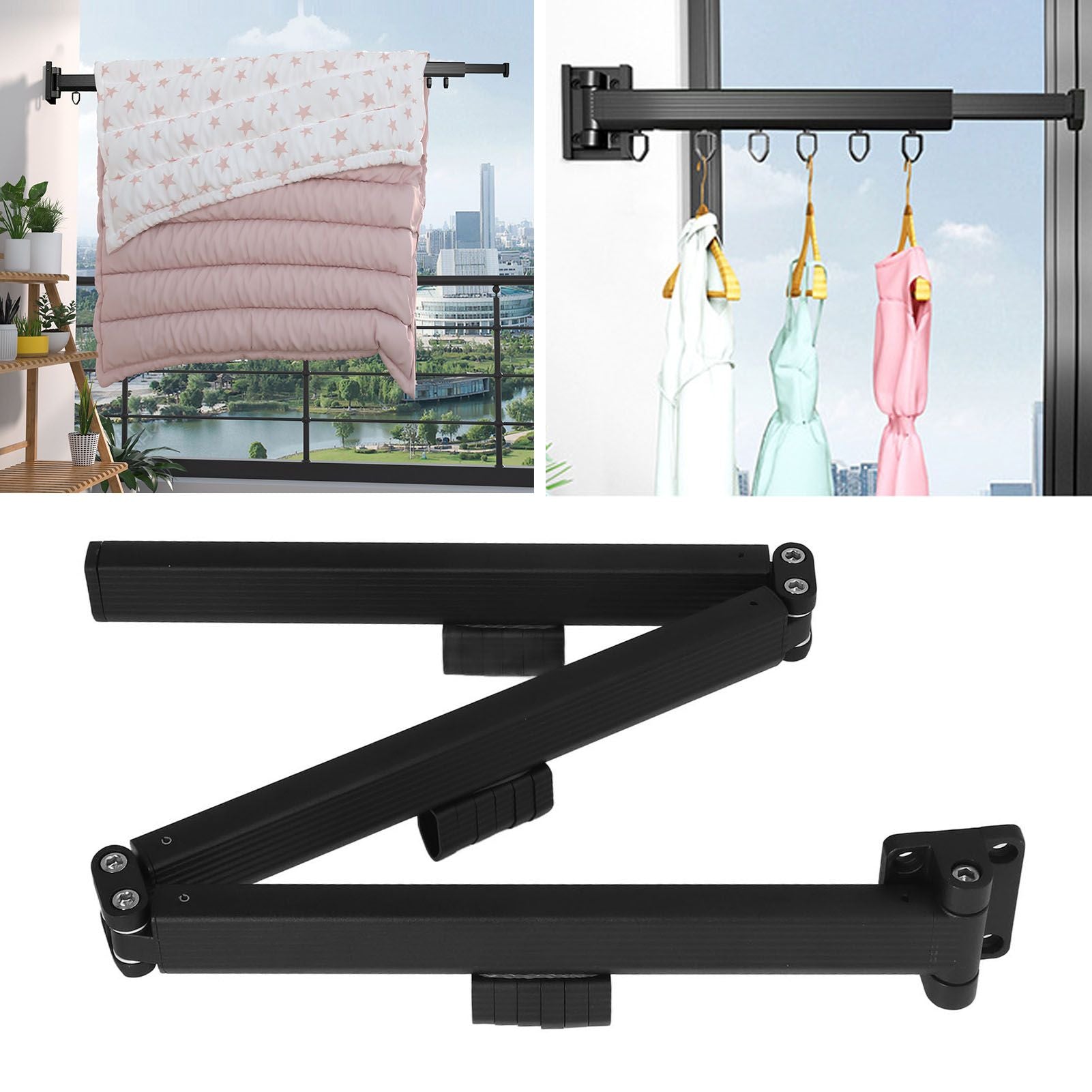 Laundry Drying Rack Retractable 3 Folding Wall Mounted Clothes Drying Rack for Entrance Bedroom Laundry Room V1294-YM3112220069411-0421