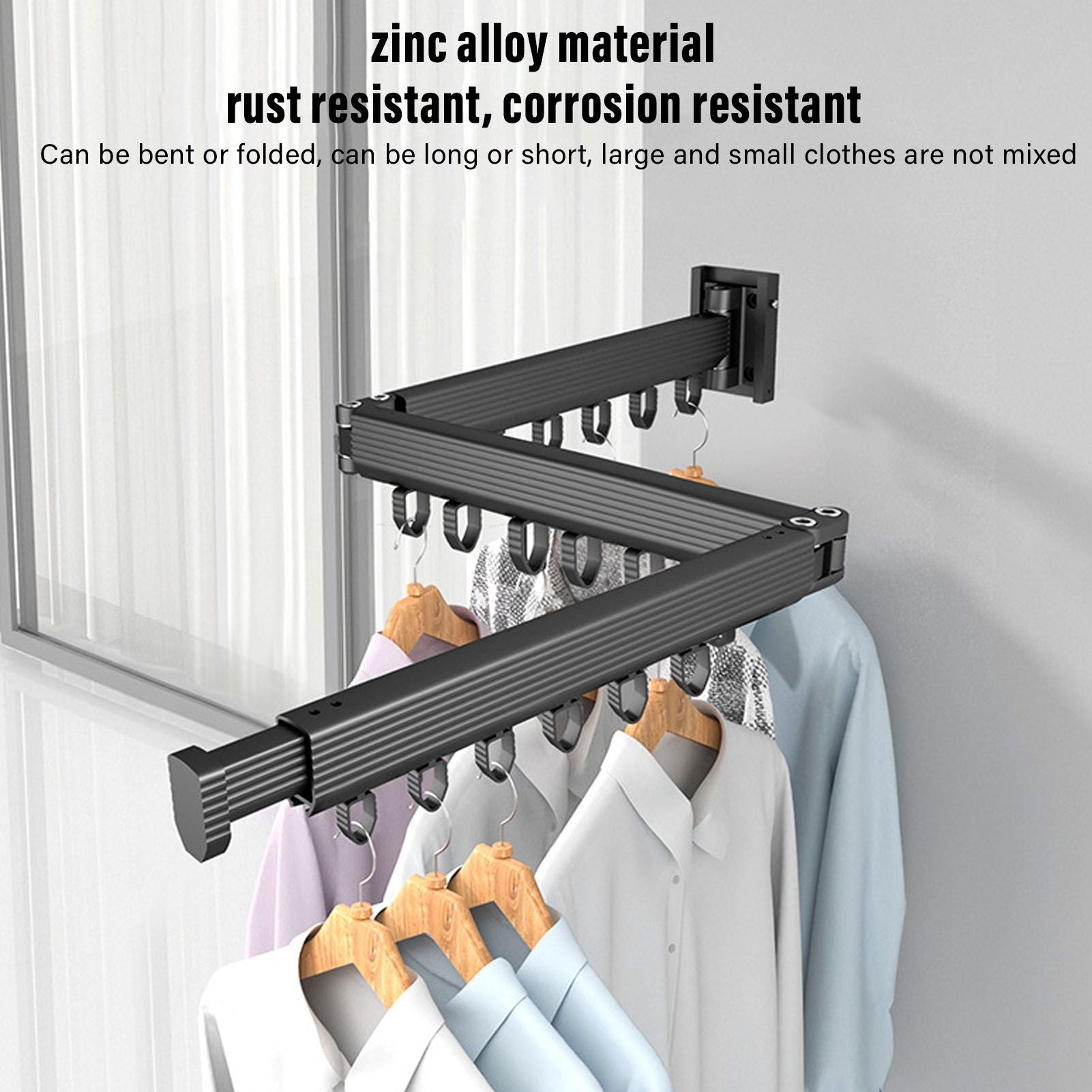 Laundry Drying Rack Retractable 3 Folding Wall Mounted Clothes Drying Rack for Entrance Bedroom Laundry Room V1294-YM3112220069411-0421