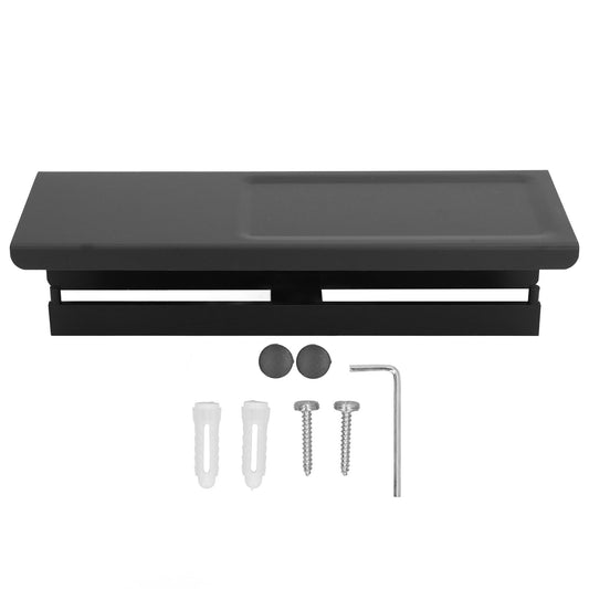 Wall Mount Toilet Paper Holder 2 Use Hotel Bathroom Tissue Waterproof with Storage Shelf Black V1294-YM3112220069511-0421