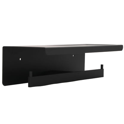 Wall Mount Toilet Paper Holder 2 Use Hotel Bathroom Tissue Waterproof with Storage Shelf Black V1294-YM3112220069511-0421