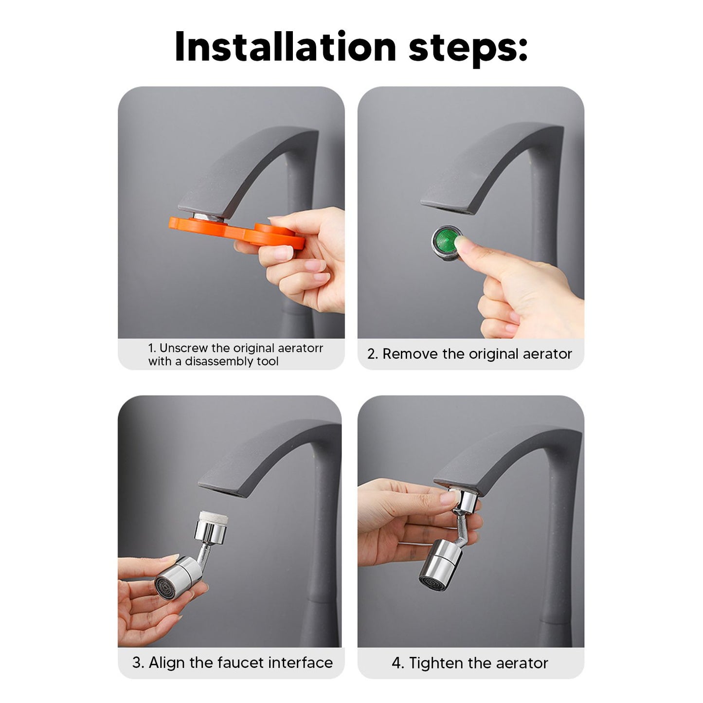 Plastic Faucet Extender 360 Degree Universal Rotating Splashing Proof Tap Aerator for Kitchen Bathroom V1294-YM3112220069911-0421