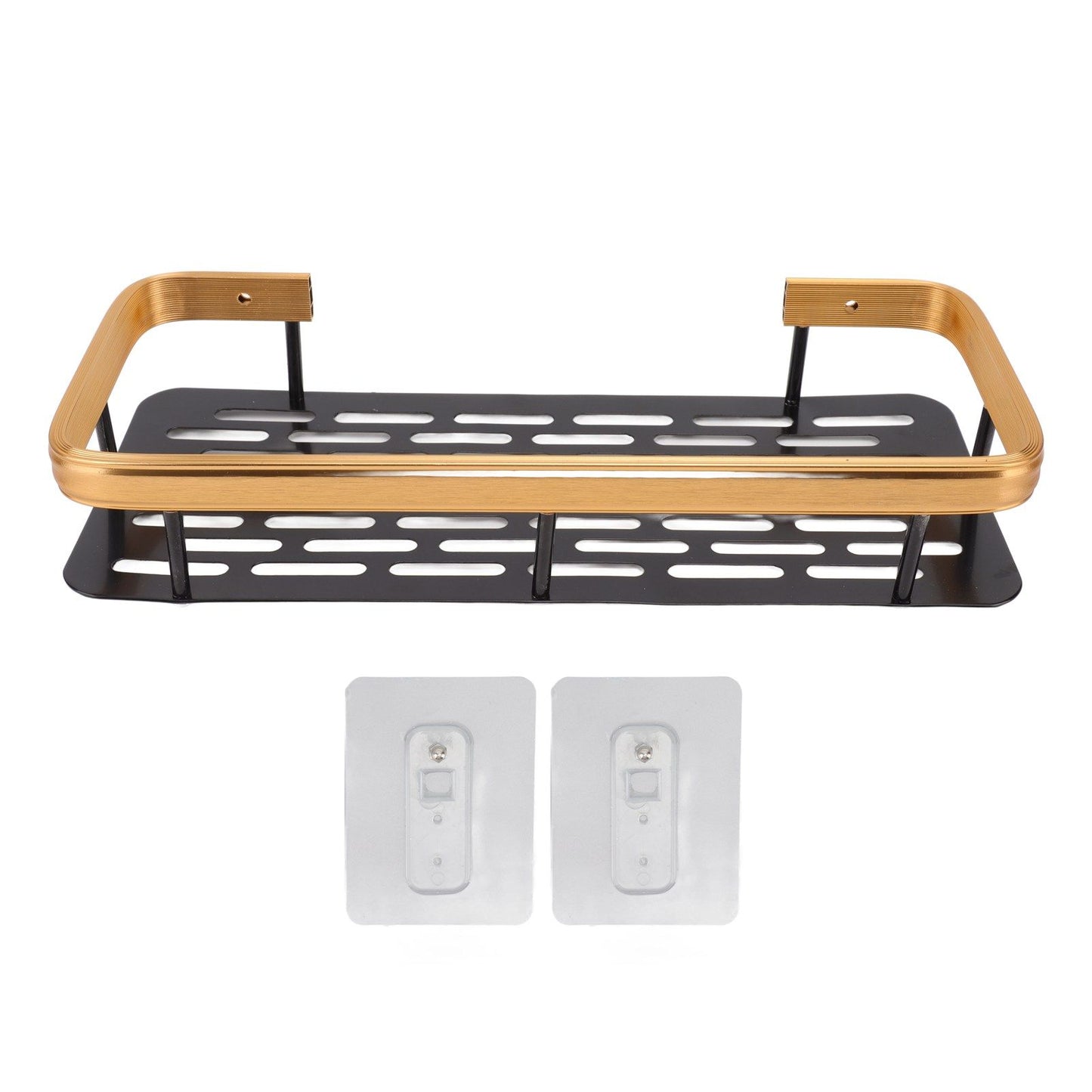 Shower Caddy Single Tier Durable Aluminium Rustproof Sticker Installation Shower Shelf for Bathroom Bedroom V1294-YM3112220070212-0421