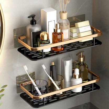 Shower Caddy Single Tier Durable Aluminium Rustproof Sticker Installation Shower Shelf for Bathroom Bedroom V1294-YM3112220070212-0421