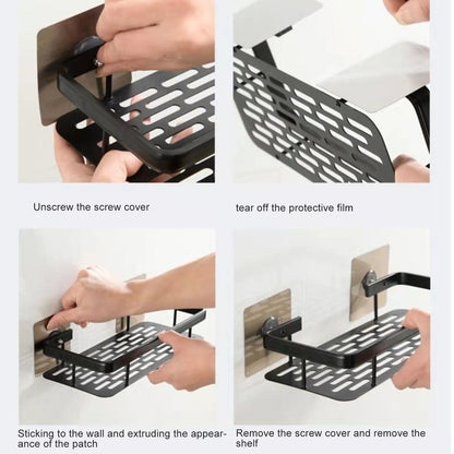 Shower Caddy Double Layer Rectangle Shape Space Saving Aluminum Punching Free Installation Bathroom Supplies V1294-YM3112220070311-0421