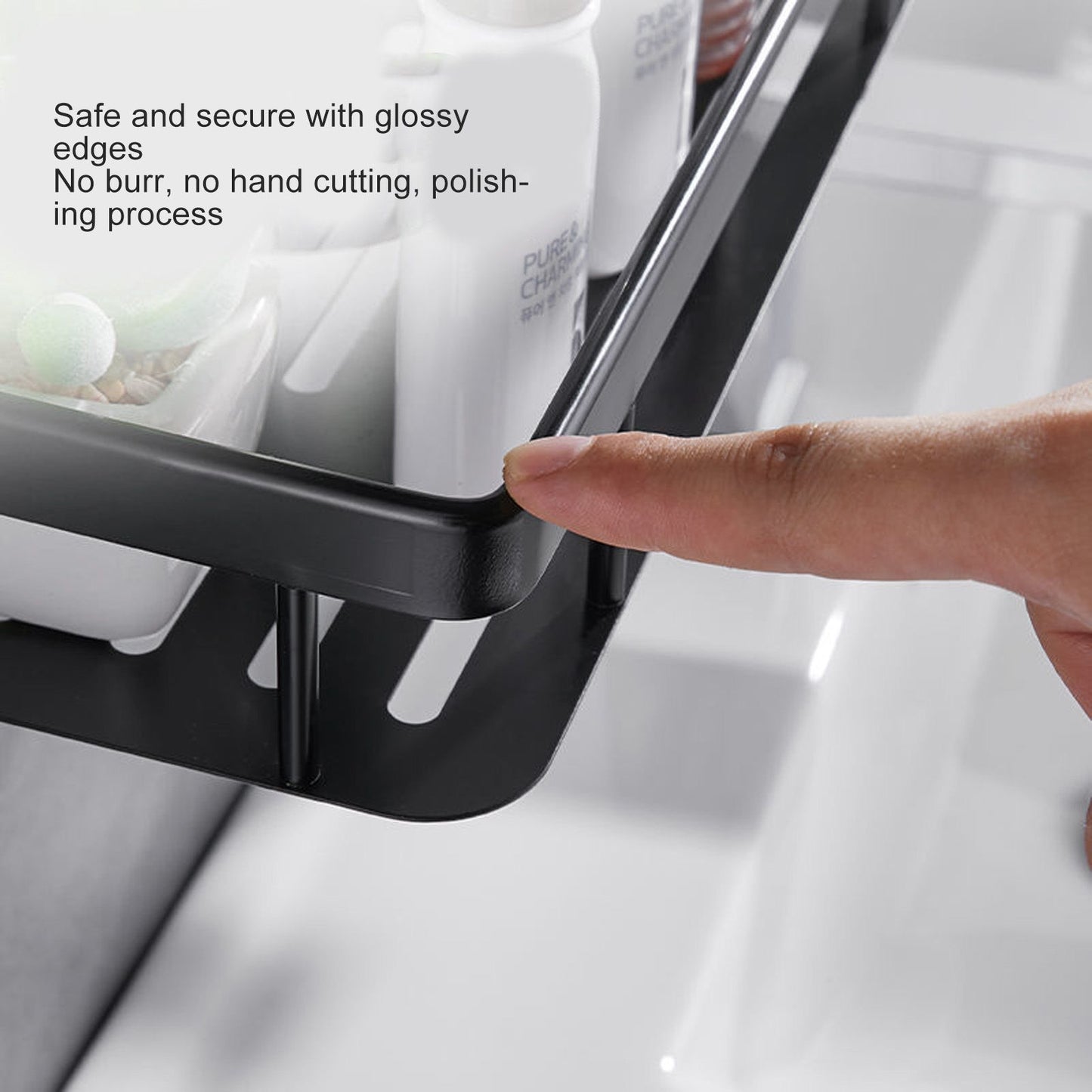 Shower Caddy Double Layer Rectangle Shape Space Saving Aluminum Punching Free Installation Bathroom Supplies V1294-YM3112220070311-0421