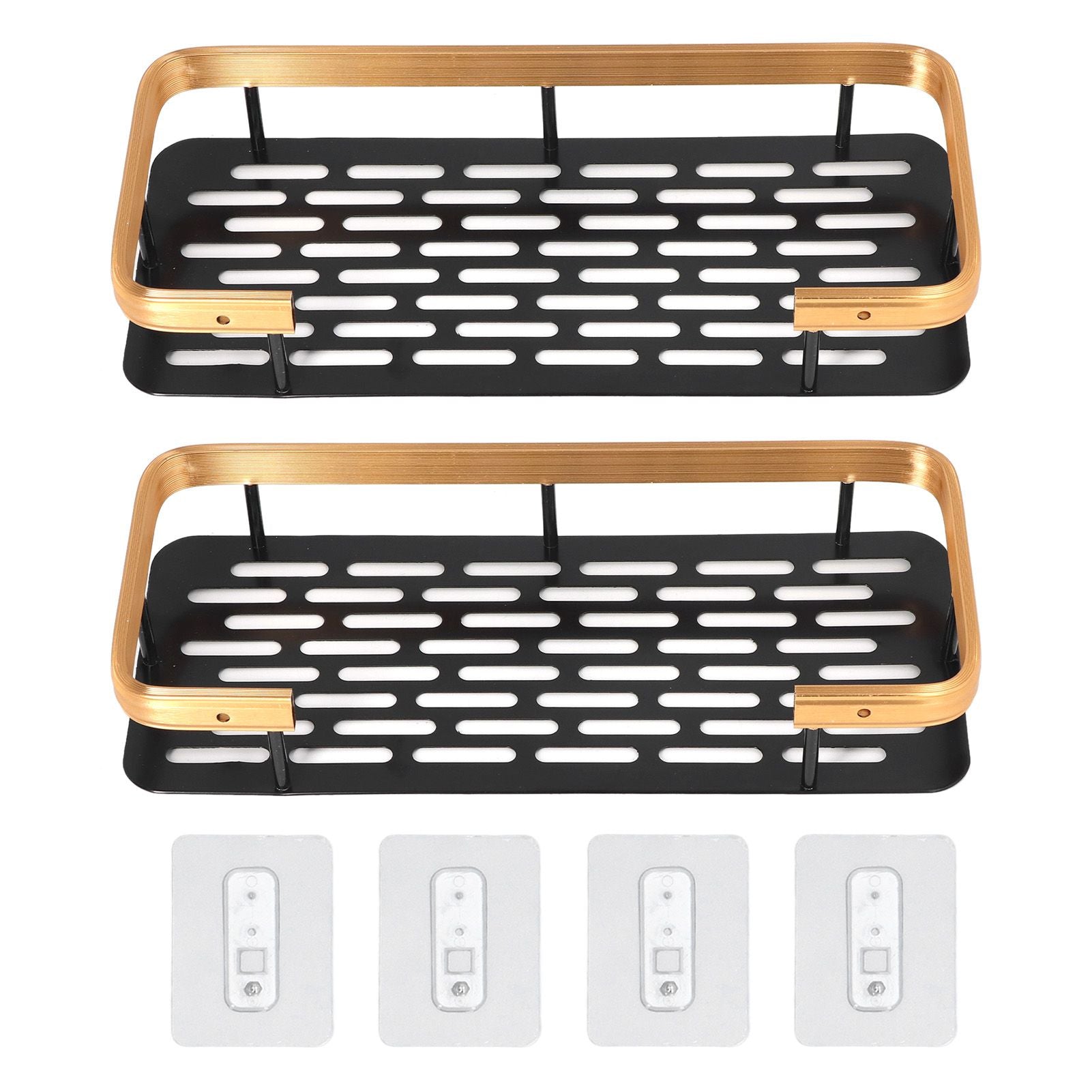 Shower Caddy Double Layer Rectangle Shape Space Saving Aluminum Punching Free Installation Bathroom Supplies V1294-YM3112220070312-0421