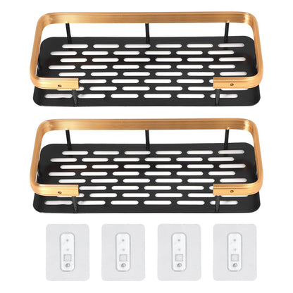 Shower Caddy Double Layer Rectangle Shape Space Saving Aluminum Punching Free Installation Bathroom Supplies V1294-YM3112220070312-0421