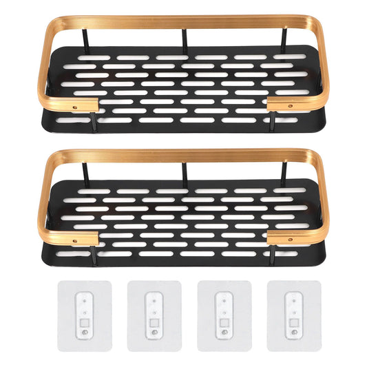 Shower Caddy Double Layer Rectangle Shape Space Saving Aluminum Punching Free Installation Bathroom Supplies V1294-YM3112220070312-0421