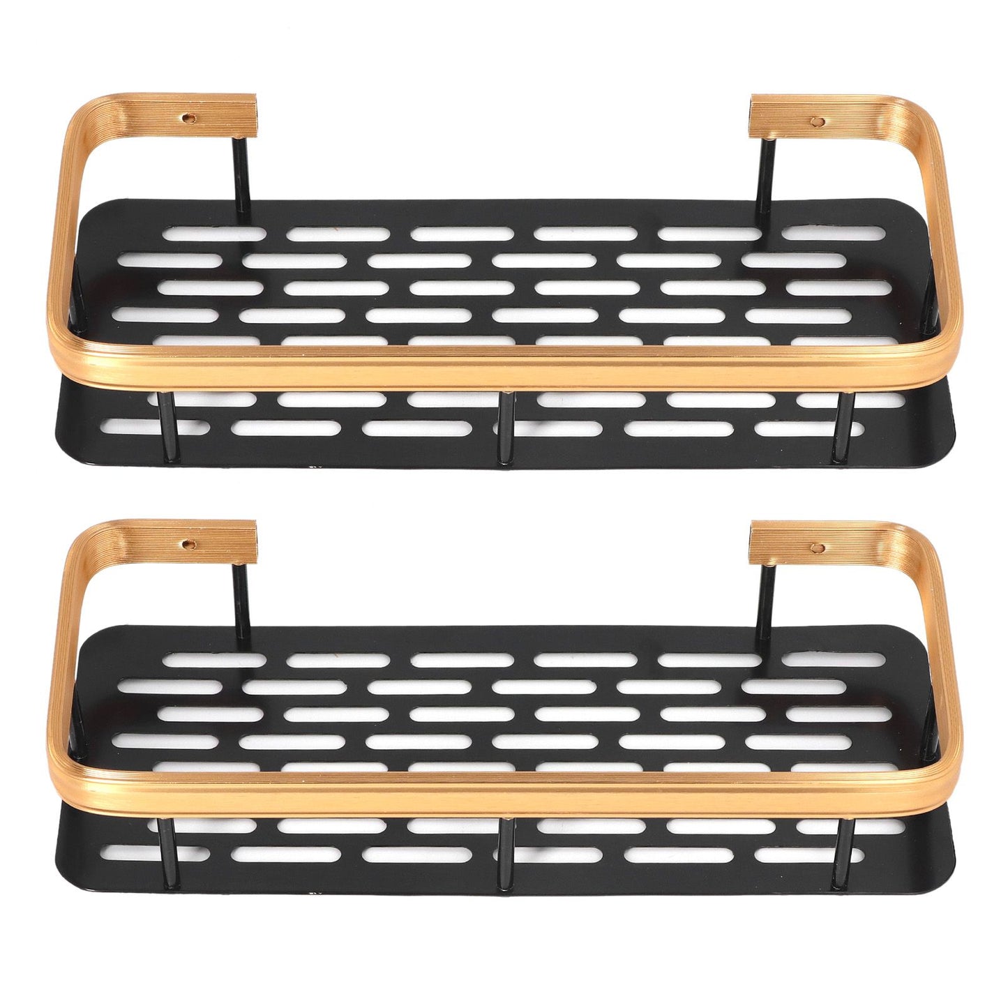 Shower Caddy Double Layer Rectangle Shape Space Saving Aluminum Punching Free Installation Bathroom Supplies V1294-YM3112220070312-0421