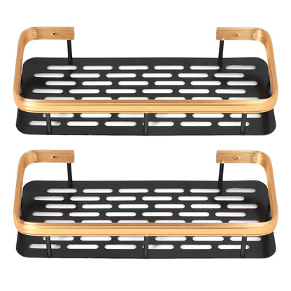 Shower Caddy Double Layer Rectangle Shape Space Saving Aluminum Punching Free Installation Bathroom Supplies V1294-YM3112220070312-0421