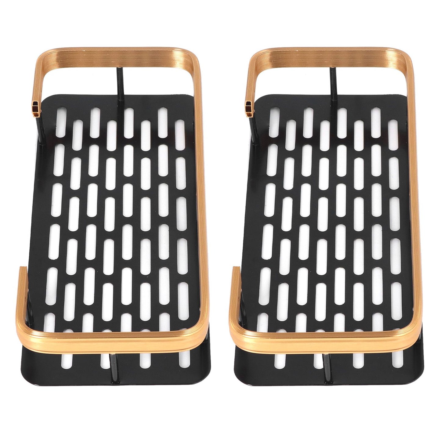 Shower Caddy Double Layer Rectangle Shape Space Saving Aluminum Punching Free Installation Bathroom Supplies V1294-YM3112220070312-0421