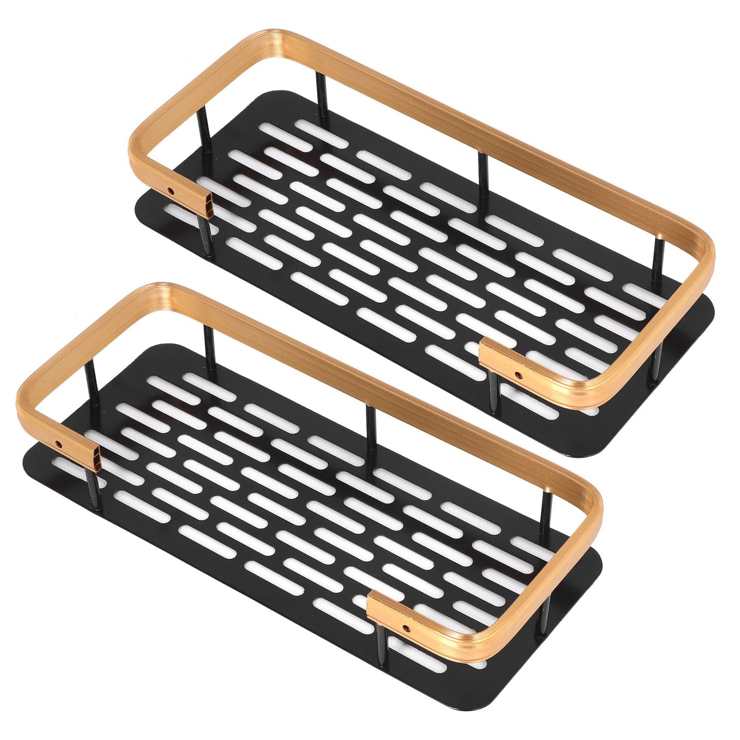 Shower Caddy Double Layer Rectangle Shape Space Saving Aluminum Punching Free Installation Bathroom Supplies V1294-YM3112220070312-0421