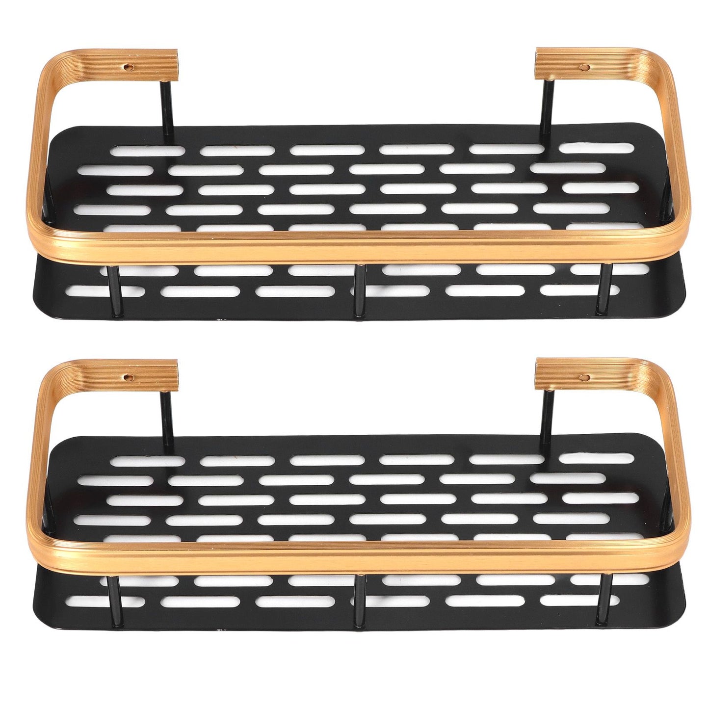 Shower Caddy Double Layer Rectangle Shape Space Saving Aluminum Punching Free Installation Bathroom Supplies V1294-YM3112220070312-0421