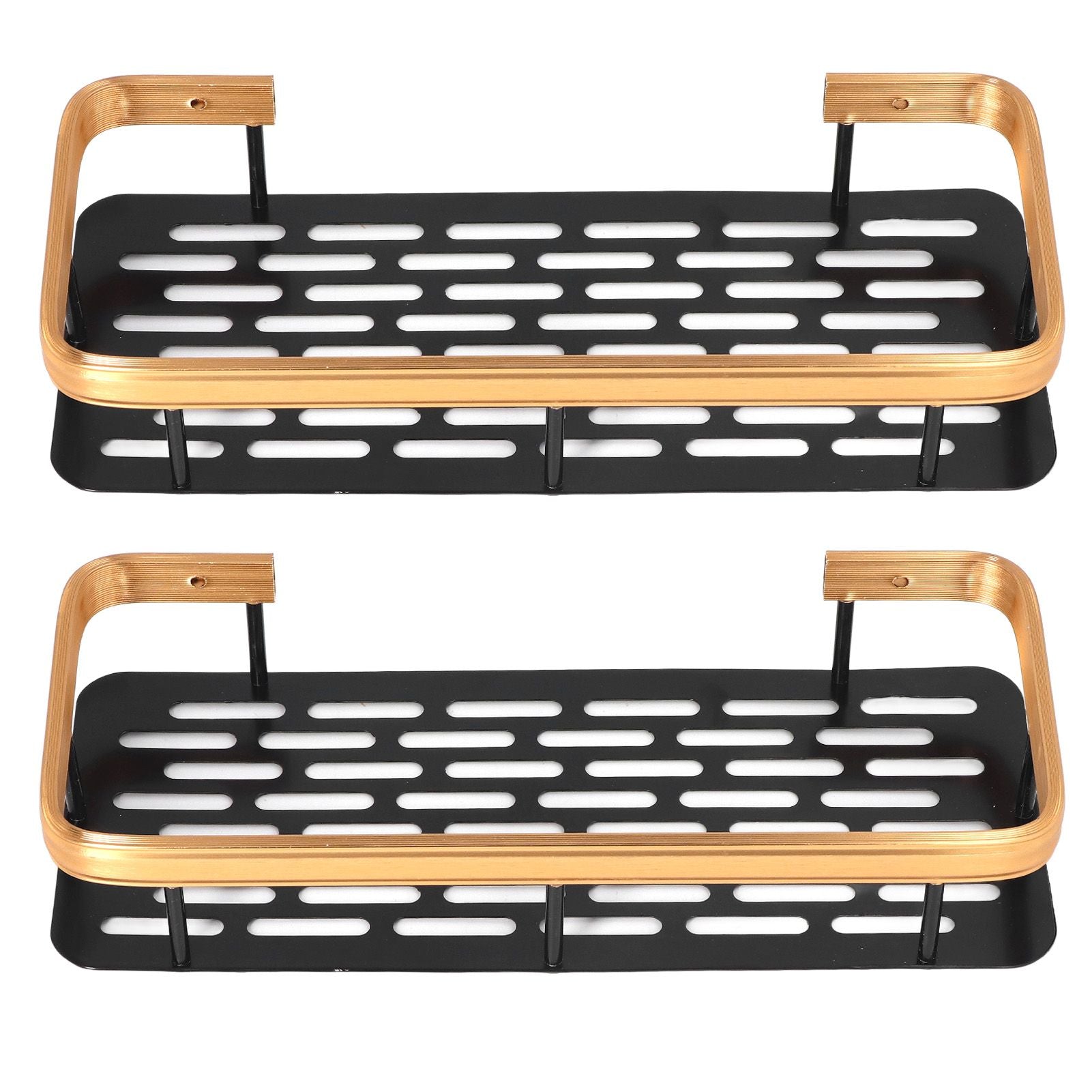 Shower Caddy Double Layer Rectangle Shape Space Saving Aluminum Punching Free Installation Bathroom Supplies V1294-YM3112220070312-0421