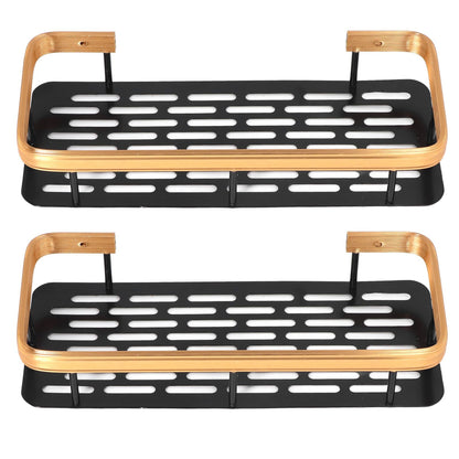 Shower Caddy Double Layer Rectangle Shape Space Saving Aluminum Punching Free Installation Bathroom Supplies V1294-YM3112220070312-0421