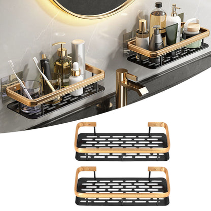 Shower Caddy Double Layer Rectangle Shape Space Saving Aluminum Punching Free Installation Bathroom Supplies V1294-YM3112220070312-0421