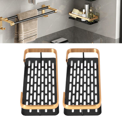 Shower Caddy Double Layer Rectangle Shape Space Saving Aluminum Punching Free Installation Bathroom Supplies V1294-YM3112220070312-0421