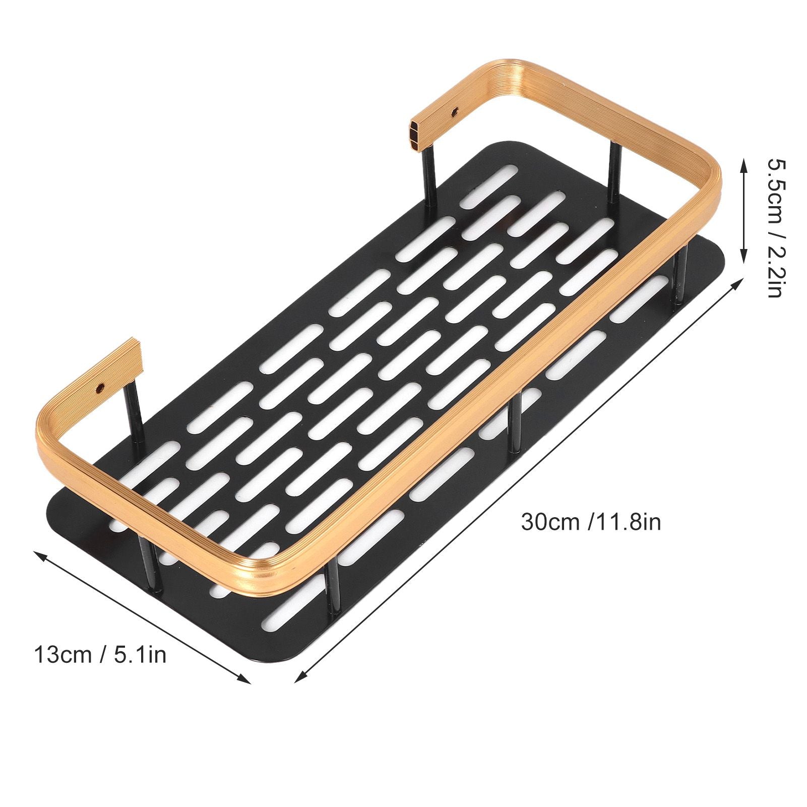 Shower Caddy Double Layer Rectangle Shape Space Saving Aluminum Punching Free Installation Bathroom Supplies V1294-YM3112220070312-0421