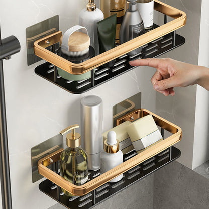 Shower Caddy Double Layer Rectangle Shape Space Saving Aluminum Punching Free Installation Bathroom Supplies V1294-YM3112220070312-0421