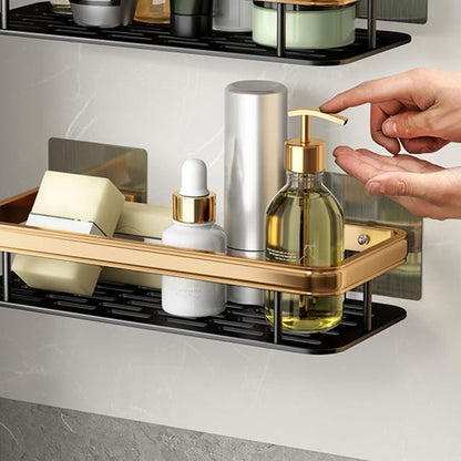 Shower Caddy Double Layer Rectangle Shape Space Saving Aluminum Punching Free Installation Bathroom Supplies V1294-YM3112220070312-0421