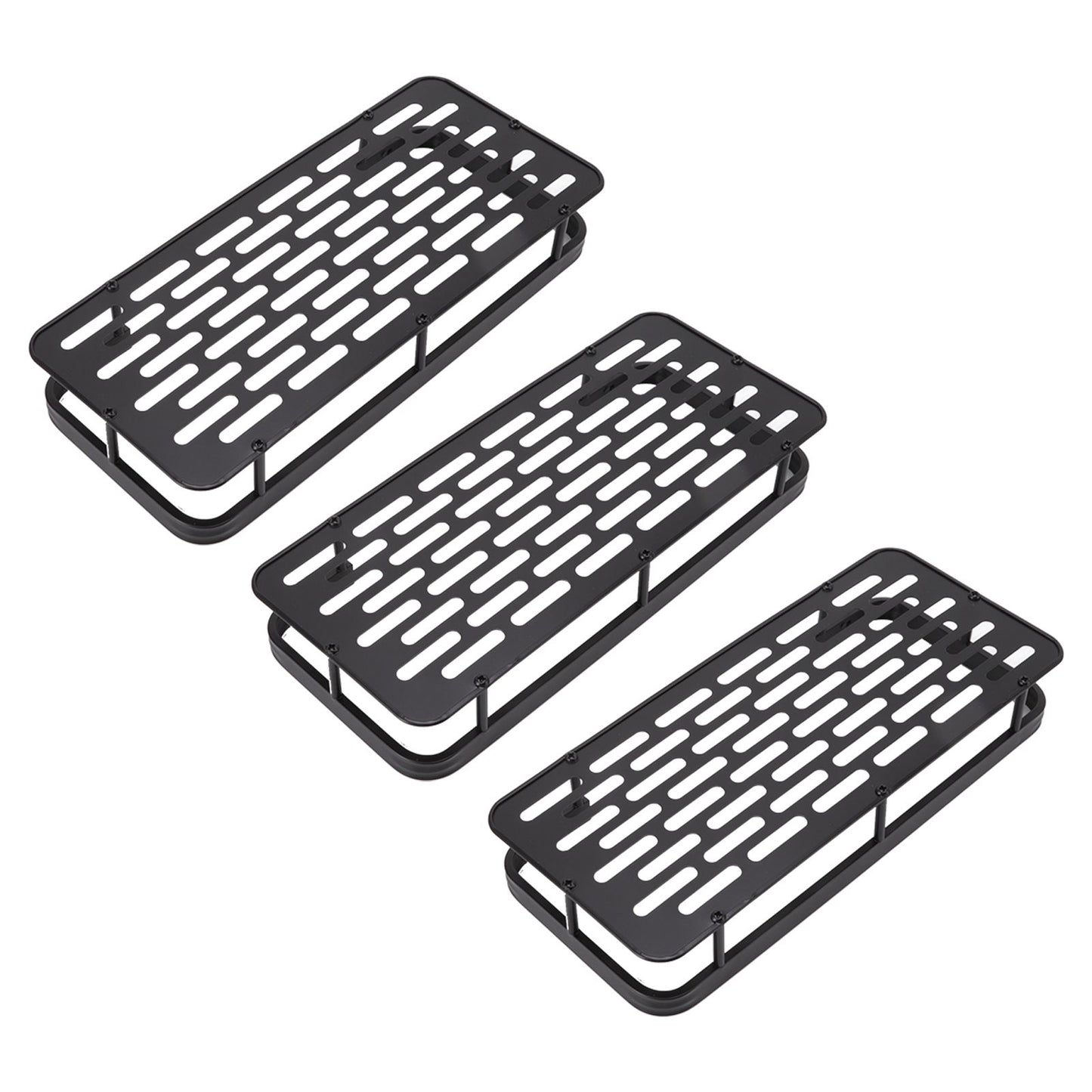 Shower Storage Rack 3 Layers Punch Free Rectangle Aluminum Shower Shelf Basket for Home Bathroom Black V1294-YM3112220070411-0421