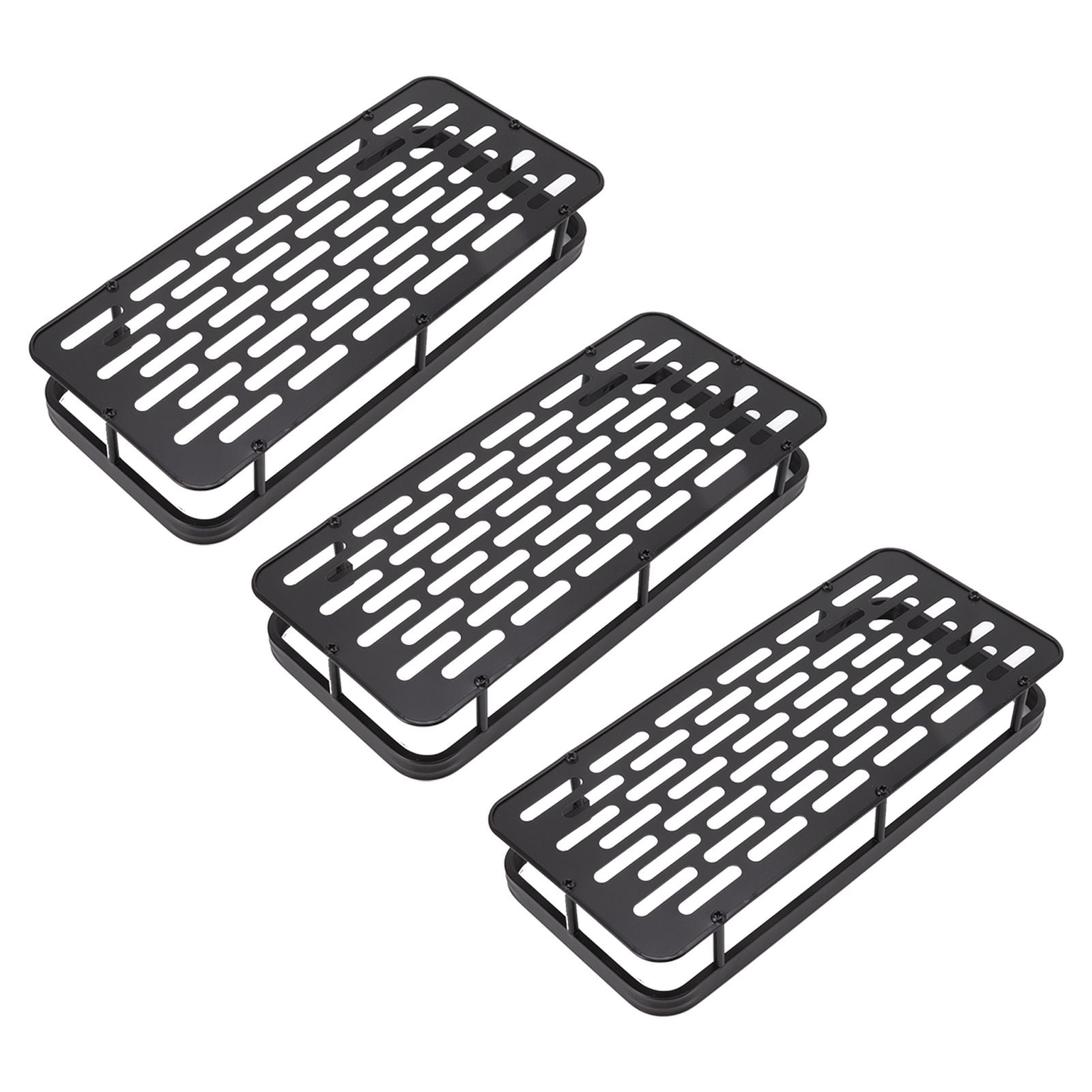 Shower Storage Rack 3 Layers Punch Free Rectangle Aluminum Shower Shelf Basket for Home Bathroom Black V1294-YM3112220070411-0421