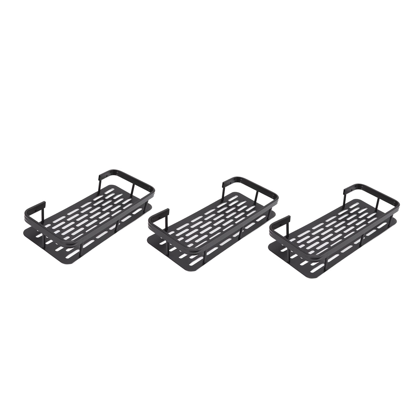 Shower Storage Rack 3 Layers Punch Free Rectangle Aluminum Shower Shelf Basket for Home Bathroom Black V1294-YM3112220070411-0421