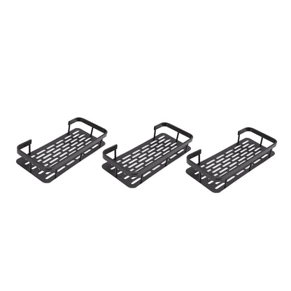 Shower Storage Rack 3 Layers Punch Free Rectangle Aluminum Shower Shelf Basket for Home Bathroom Black V1294-YM3112220070411-0421