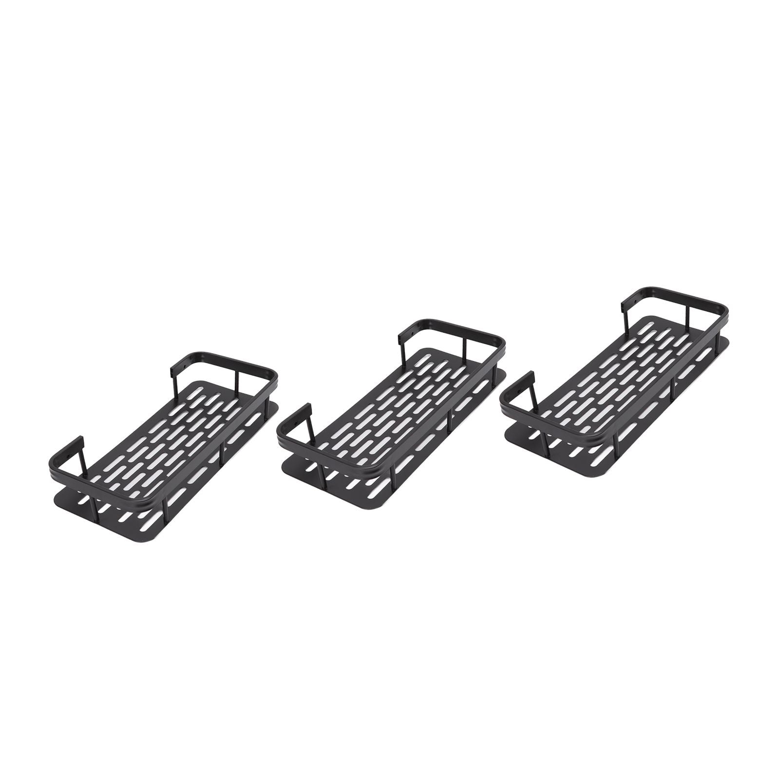 Shower Storage Rack 3 Layers Punch Free Rectangle Aluminum Shower Shelf Basket for Home Bathroom Black V1294-YM3112220070411-0421