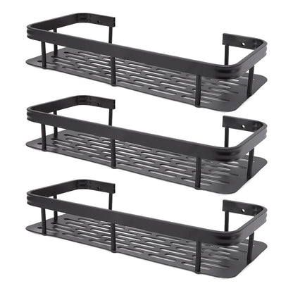 Shower Storage Rack 3 Layers Punch Free Rectangle Aluminum Shower Shelf Basket for Home Bathroom Black V1294-YM3112220070411-0421