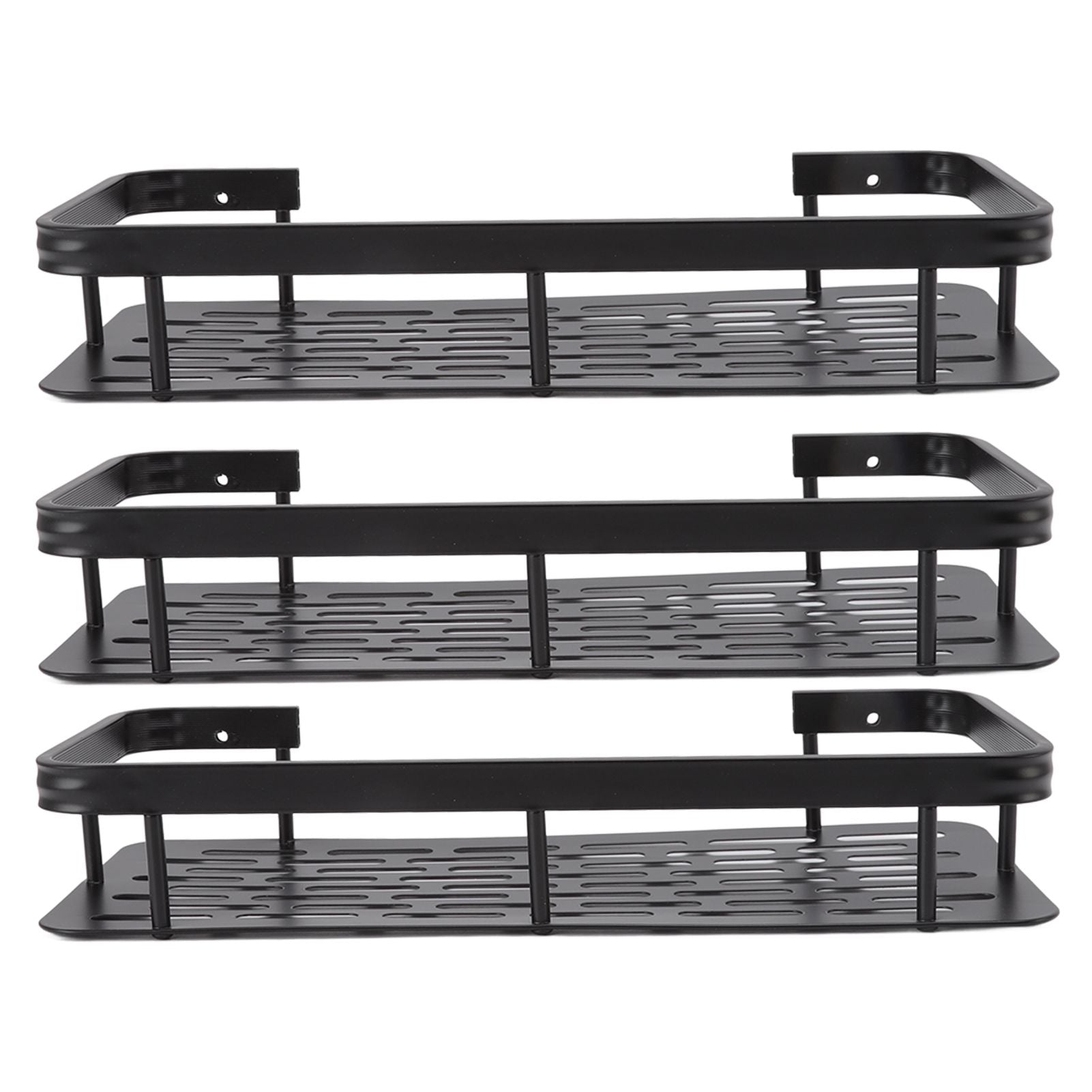 Shower Storage Rack 3 Layers Punch Free Rectangle Aluminum Shower Shelf Basket for Home Bathroom Black V1294-YM3112220070411-0421