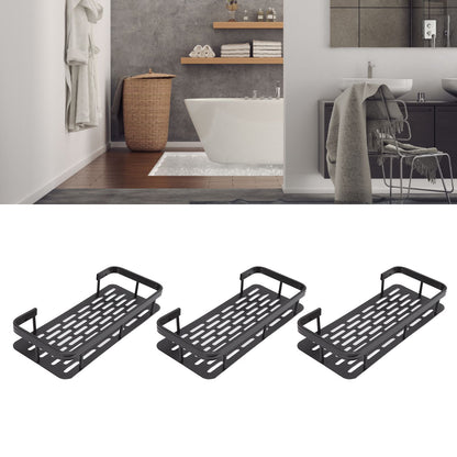 Shower Storage Rack 3 Layers Punch Free Rectangle Aluminum Shower Shelf Basket for Home Bathroom Black V1294-YM3112220070411-0421