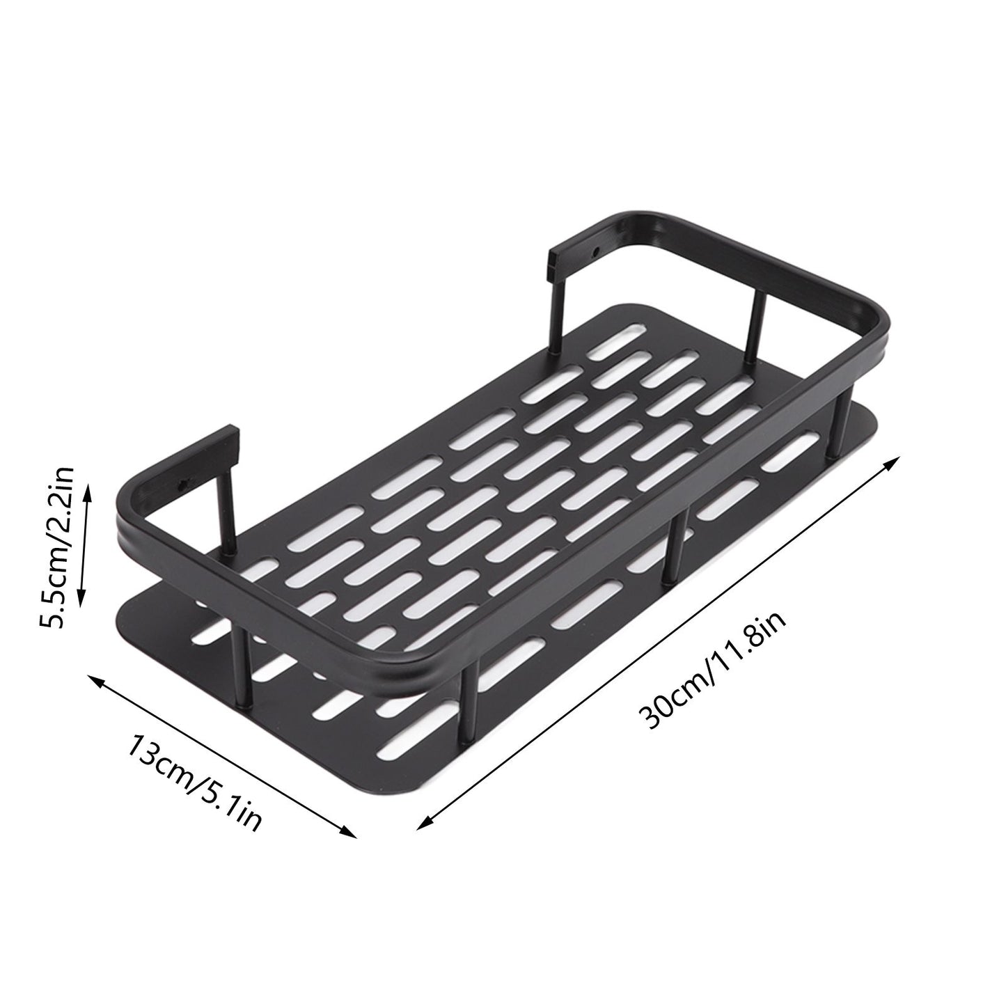 Shower Storage Rack 3 Layers Punch Free Rectangle Aluminum Shower Shelf Basket for Home Bathroom Black V1294-YM3112220070411-0421