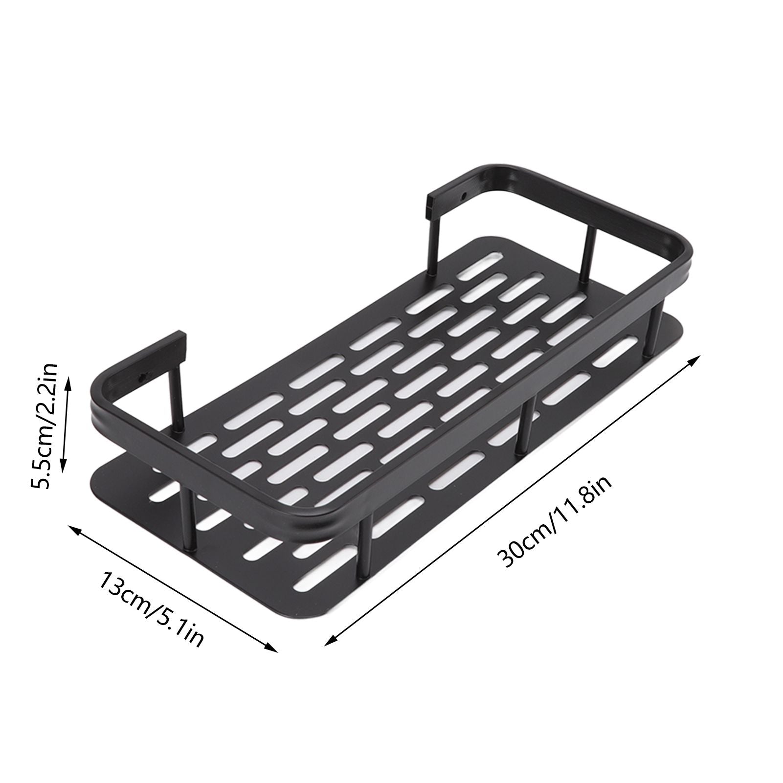 Shower Storage Rack 3 Layers Punch Free Rectangle Aluminum Shower Shelf Basket for Home Bathroom Black V1294-YM3112220070411-0421
