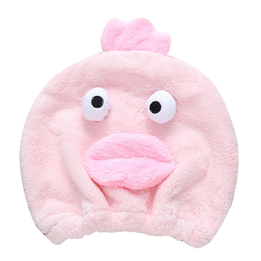 Quick Dry Hair Hat Elastic Strong Water Absorption Fine Fiber Skin Friendly Cartoon Hair Drying Towel Pink V1294-YM3112220073711-0421