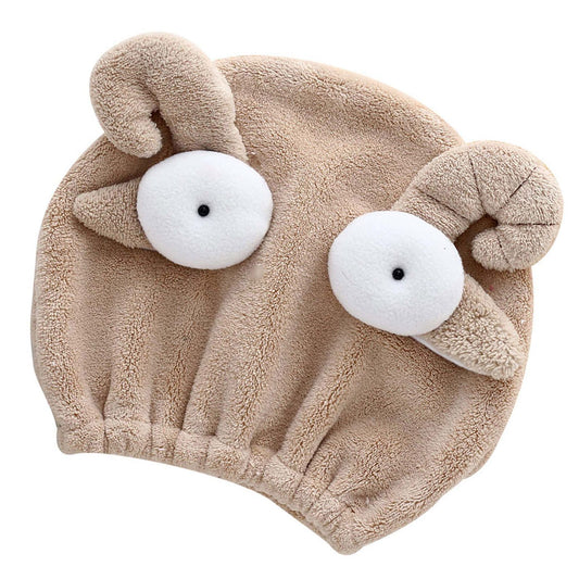 Quick Dry Hair Hat Elastic Strong Water Absorption Fine Fiber Skin Friendly Cartoon Hair Drying Towel Camel V1294-YM3112220073712-0421