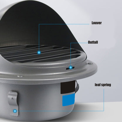 Stainless Steel Round Air Vent Louvered Cover Waterproof Windproof External Wall Vent Outlet for Ventilation V1294-YM3112220074011-0421