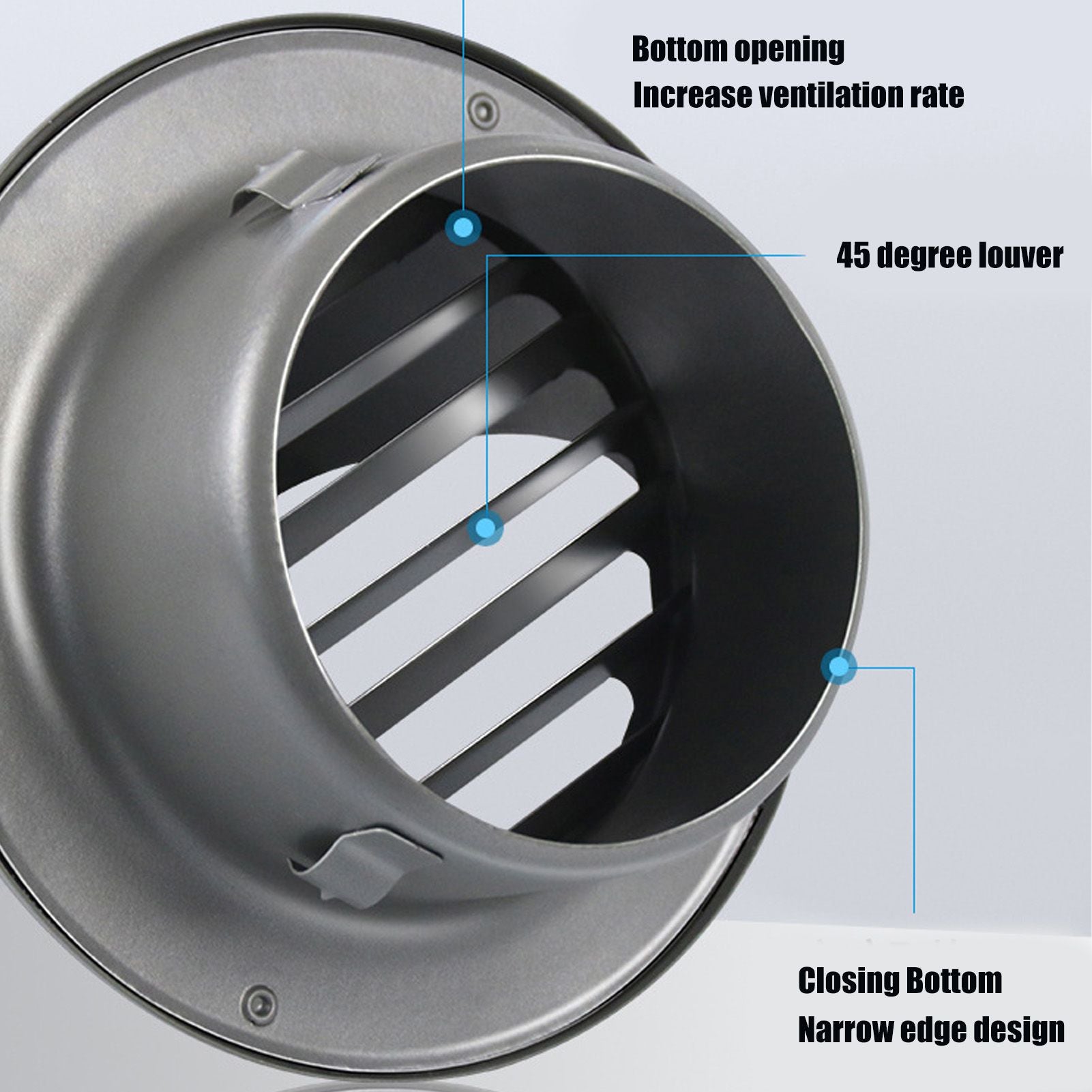 Stainless Steel Round Air Vent Louvered Cover Waterproof Windproof External Wall Vent Outlet for Ventilation V1294-YM3112220074011-0421