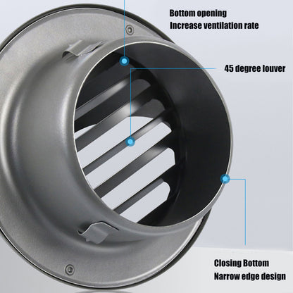 Stainless Steel Round Air Vent Louvered Cover Waterproof Windproof External Wall Vent Outlet for Ventilation V1294-YM3112220074011-0421