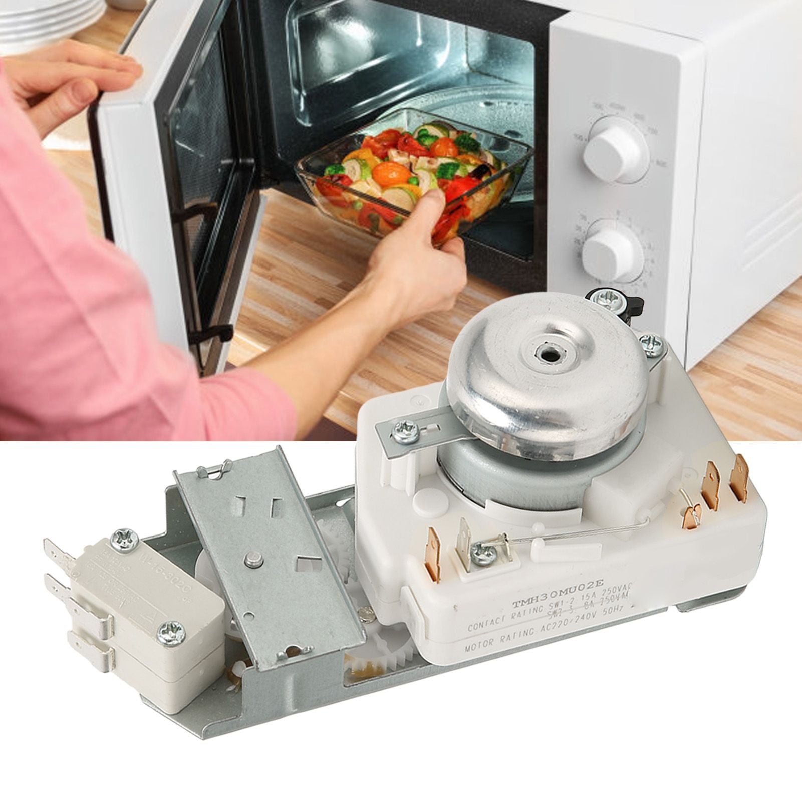 Microwave Oven Timer Stainless Steel Lightweight Time Controller with Barbecue Function for Galanz 220-240V V1294-YM3113220208011-0421