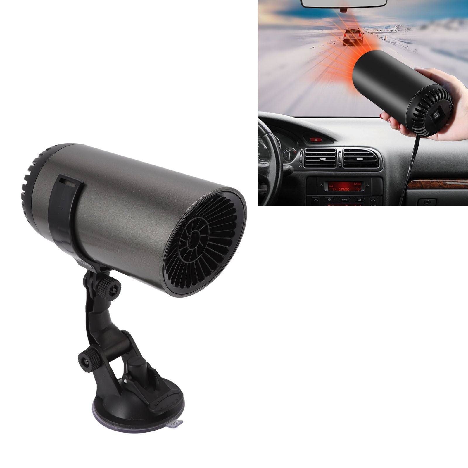 Car Heater Front Windshield Defogging Heater Defroster Car Air Purifying Heater 12V with Suction Cup Bracket V1294-YM3113220209411-0421