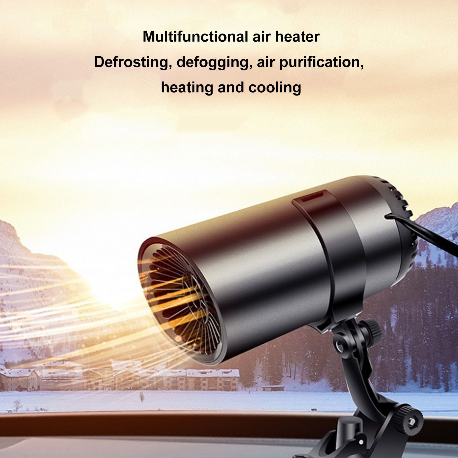 Car Heater Front Windshield Defogging Heater Defroster Car Air Purifying Heater 12V with Suction Cup Bracket V1294-YM3113220209411-0421