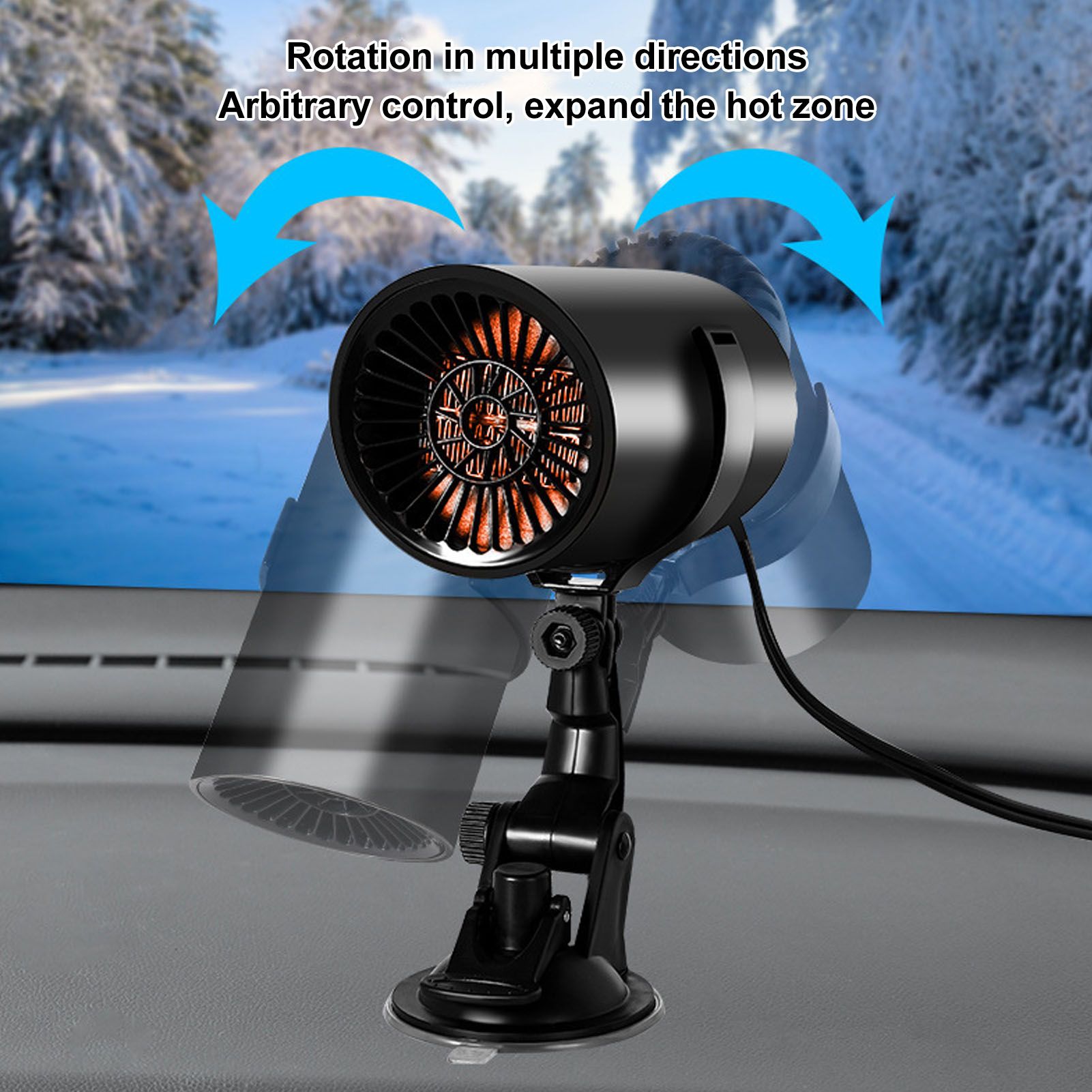 Car Heater Front Windshield Defogging Heater Defroster Car Air Purifying Heater 12V with Suction Cup Bracket V1294-YM3113220209411-0421