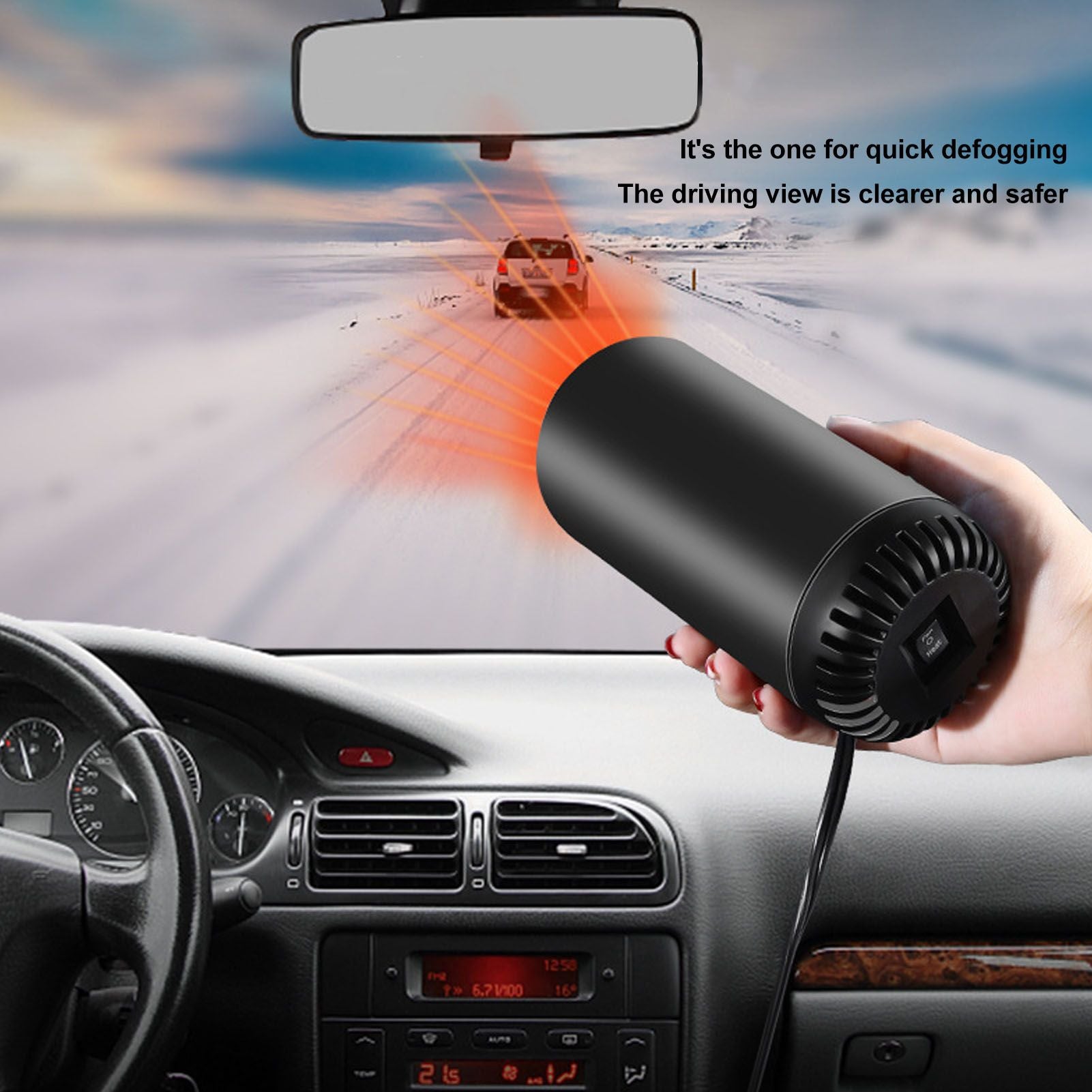 Car Heater Front Windshield Defogging Heater Defroster Car Air Purifying Heater 12V with Suction Cup Bracket V1294-YM3113220209411-0421