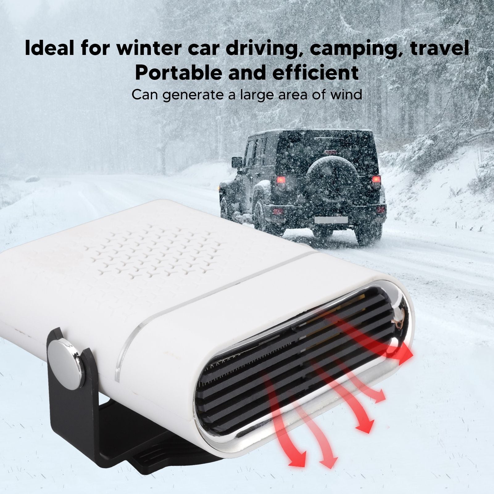 Car Heater Portable Fast Heating 360 Degree Rotation Car Heater Windscreen Defroster Defogger 12V White V1294-YM3113220209811-0421